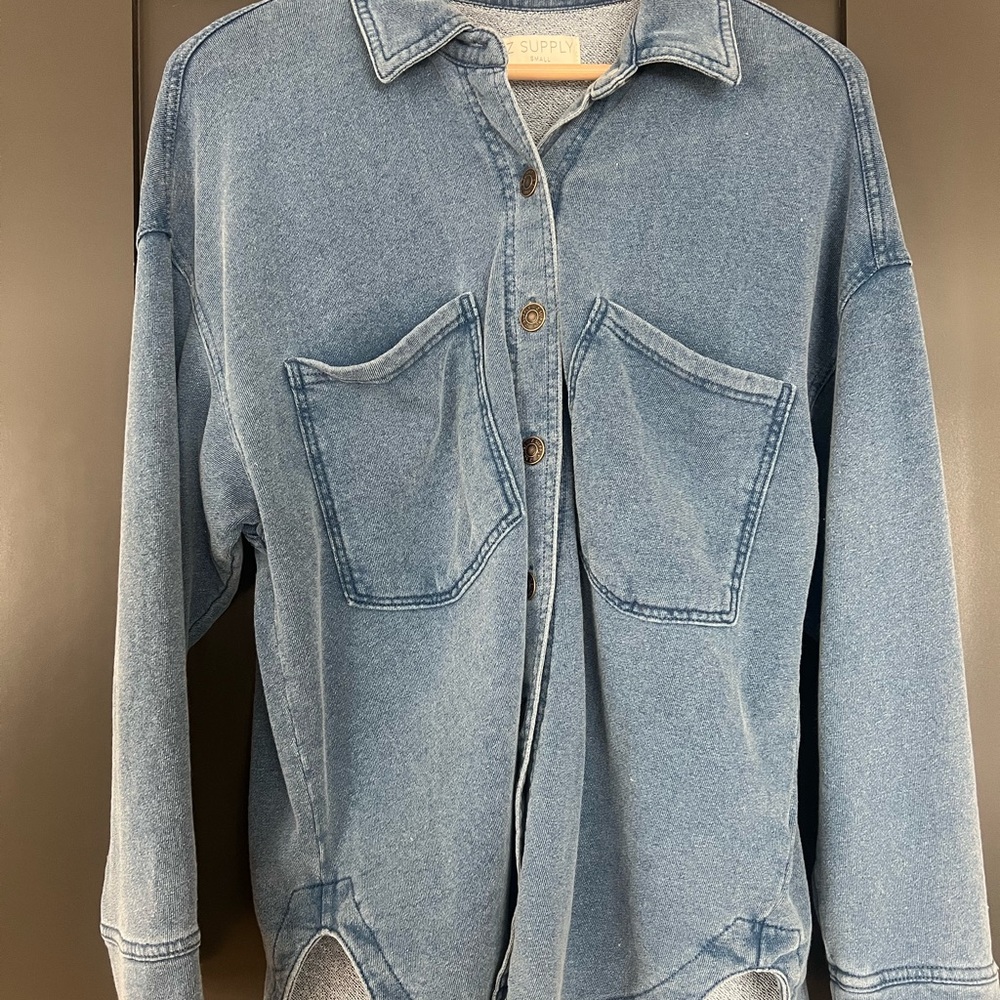 Z Supply Light Blue Denim Shirt and shorts